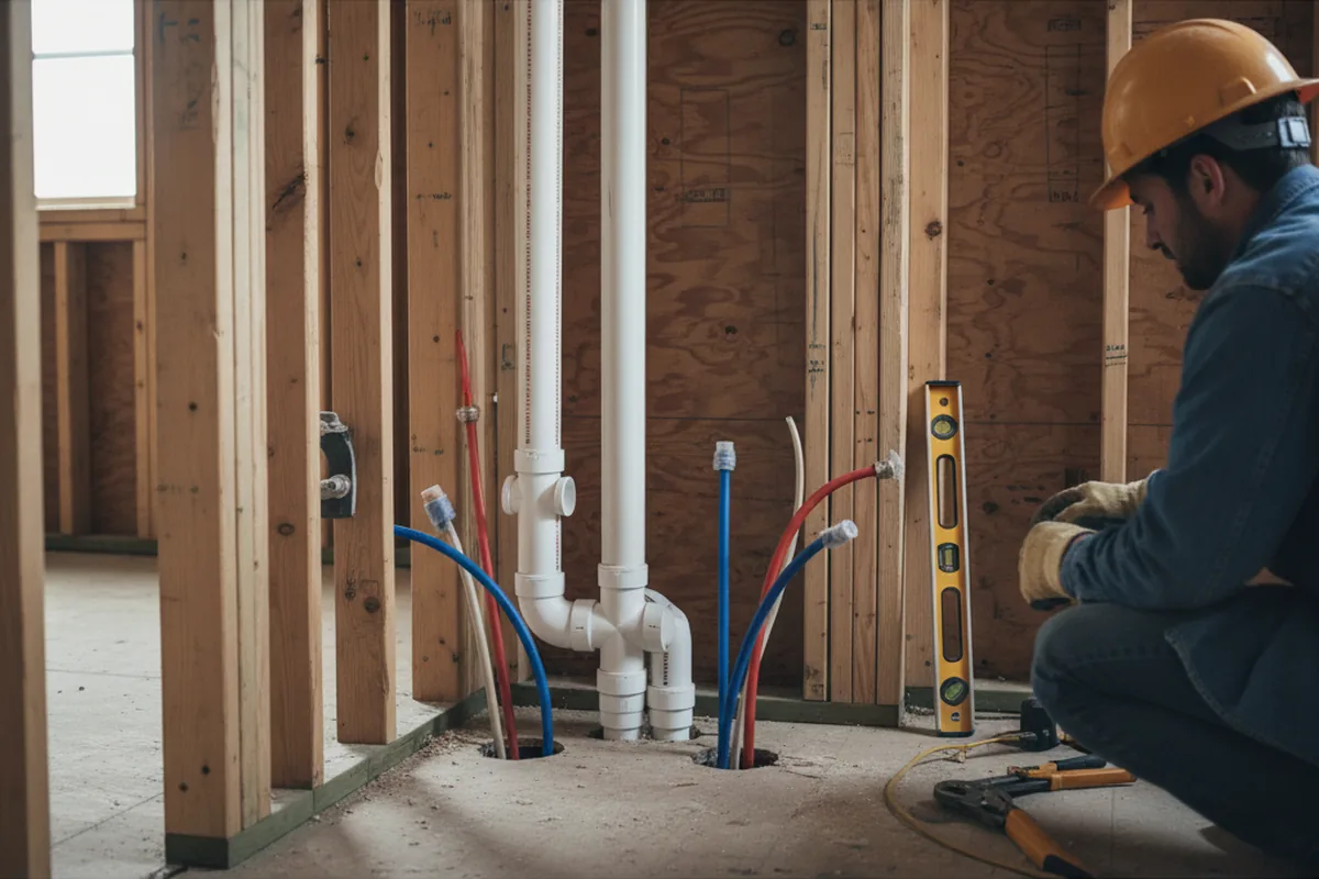 Drain and supply rough-in during Drain Cleaning in Adamsburg