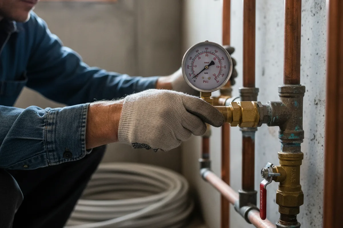 Pressure testing a repaired line during Water Line Repair in Adamsburg